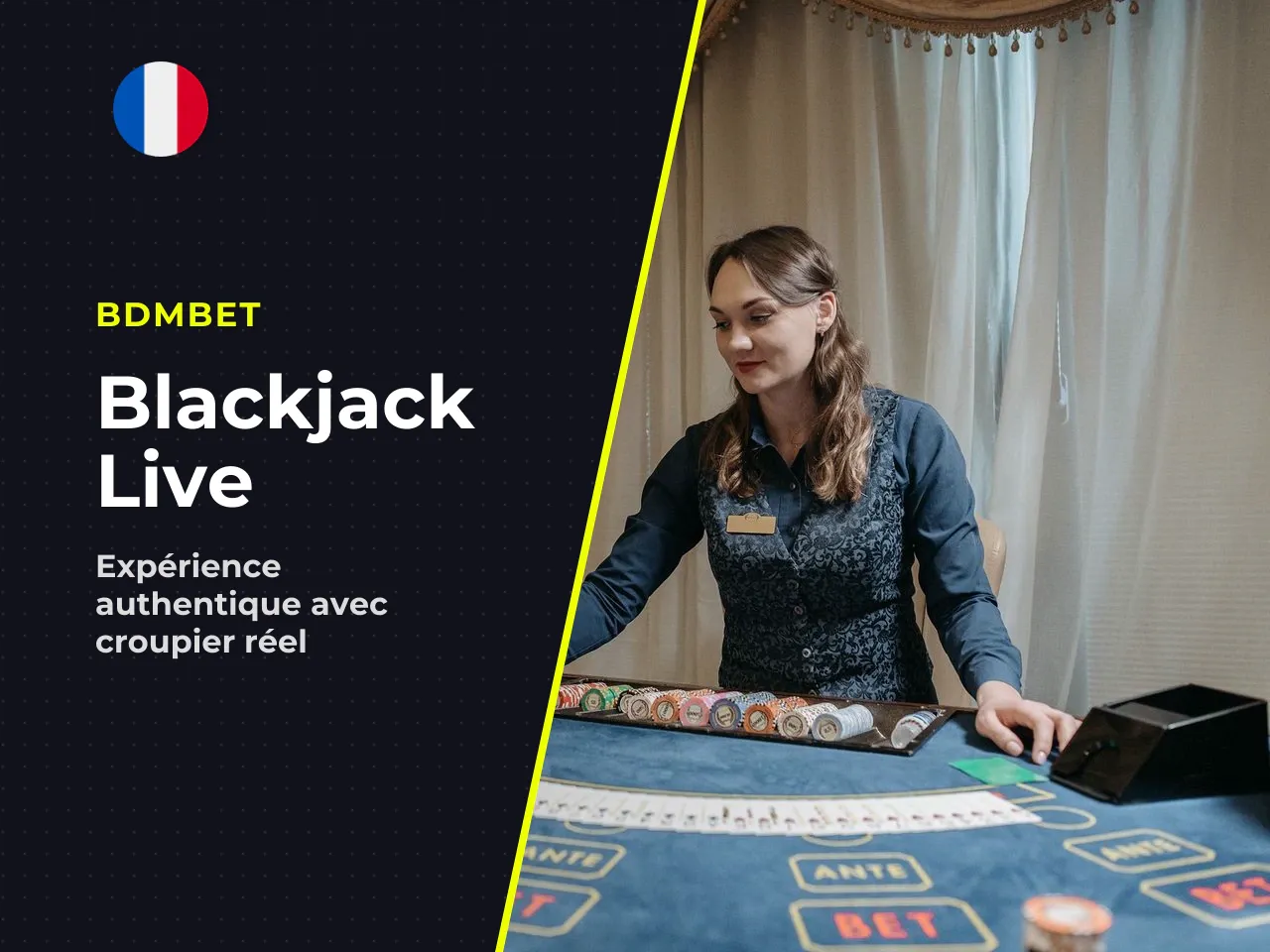 Blackjack live avec croupier en direct